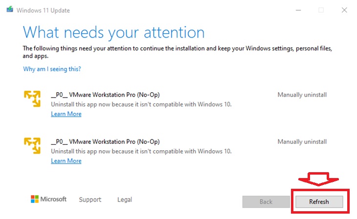 __P0__ VMware Workstation Pro (No-Op) isn’t compatible with Windows 11 upgrade stuck at 35%